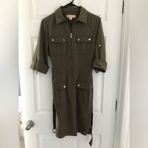 Michael Kors Women’s Utility Military Shirt Dress Green Size S
